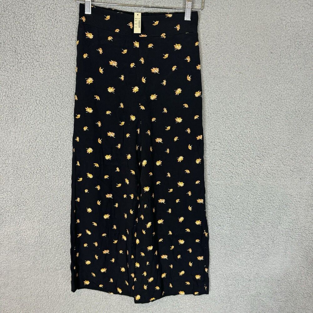Madewell Pants Womens XXS Black Wide Leg Pull On Huston Crop NWT